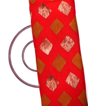 red unique print rayon fabric